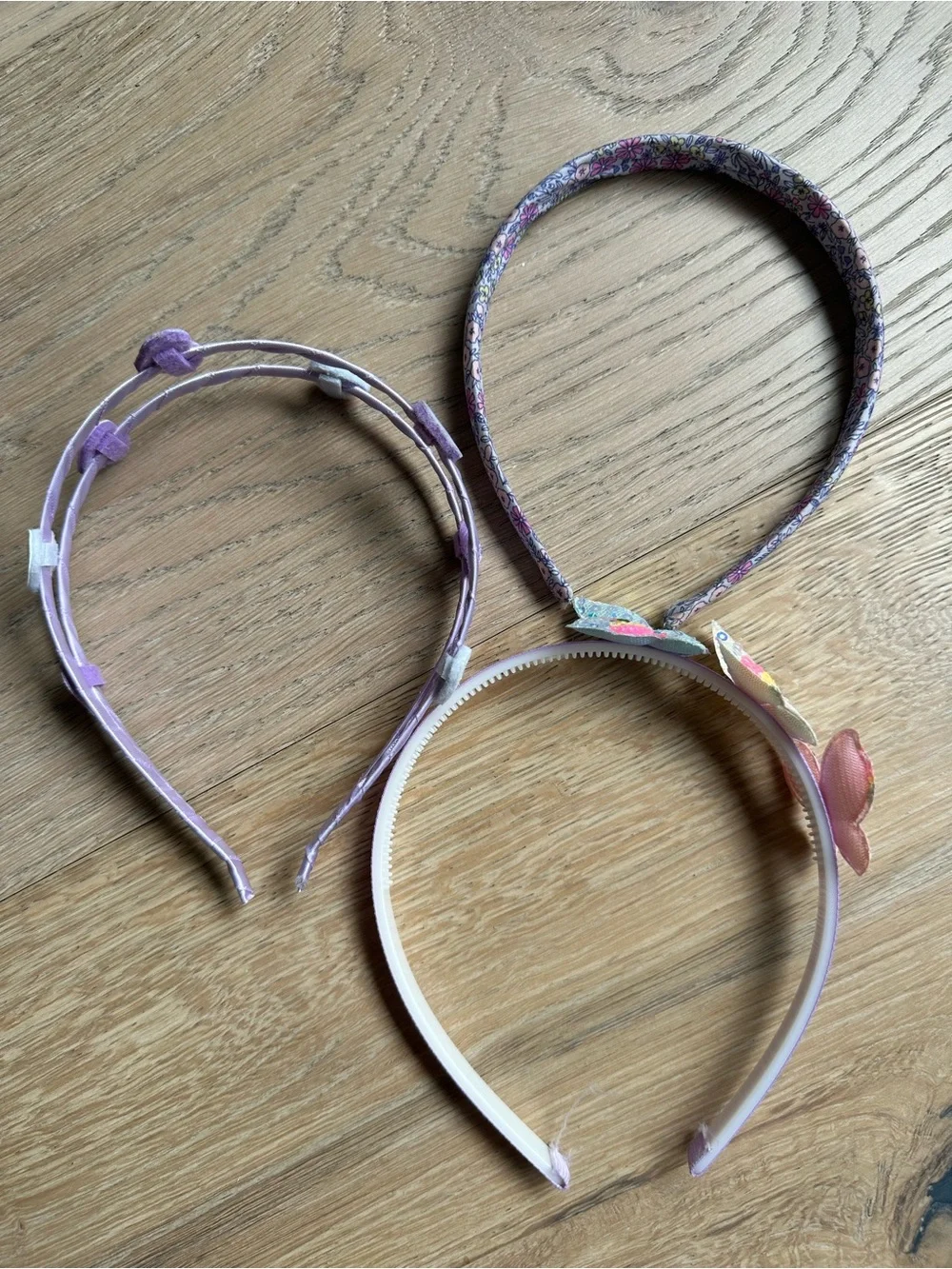 Set of 3 Lavender Heart & Butterfly Headbands Lilac, Pink